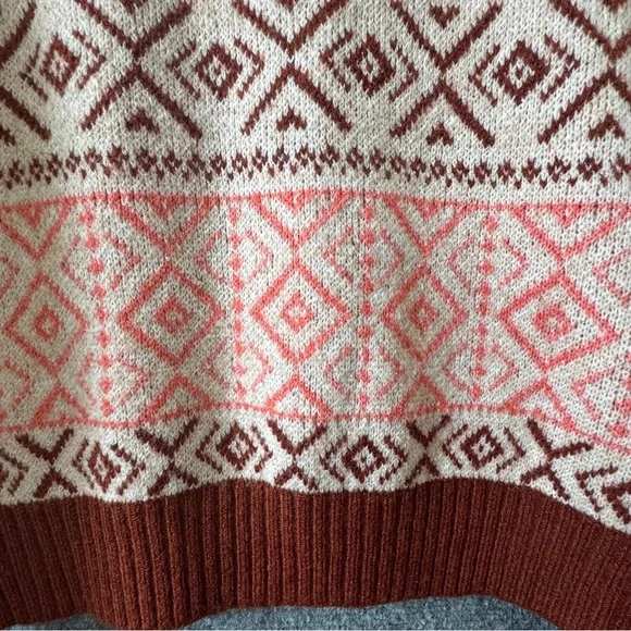 American Eagle Fair Isle Cropped Sweater XL Nordic Mock Neck Knit - Picture 3 of 13